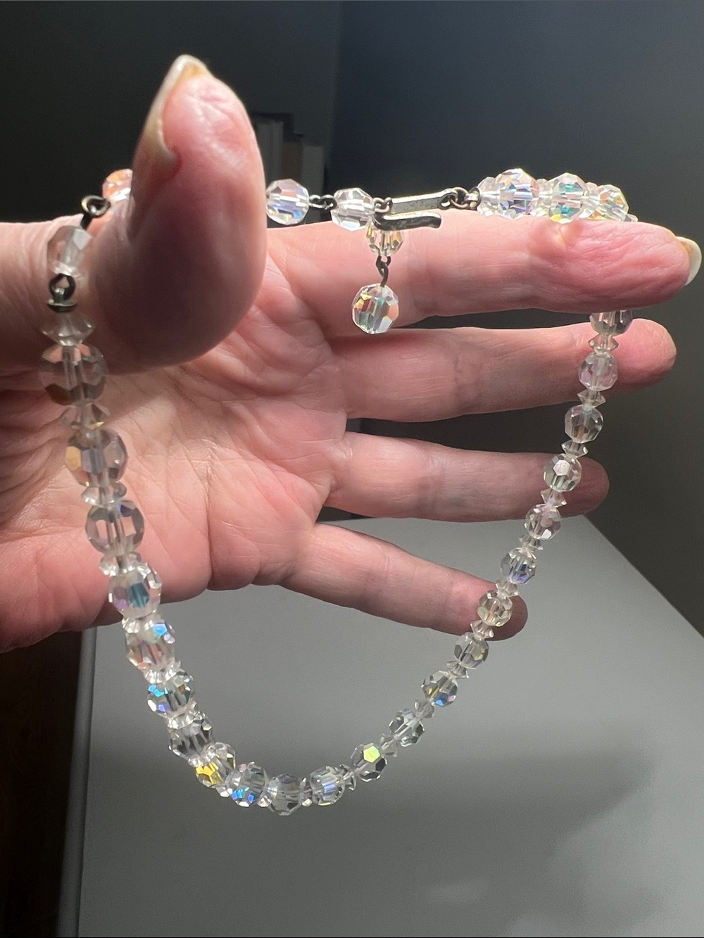 Laguna Clear Aurora Crystal Beaded Necklace - Vintage 1960